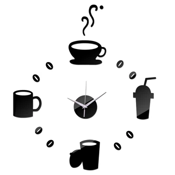 2015 novo relógio de parede relógio de quartzo Modernas de Acrílico, espelho diy relógios de Sala de estar em 3d horloge murale Adesivos relógio de parede, Canecas