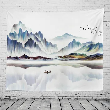 Chinês Tinta Pintura Tapeçaria Chinês Flor-e-Pássaro de Impressão do plano de Fundo Toalha de Praia de Suspensão Imagem Decorativa Toalha de mesa
