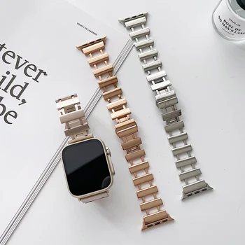 Novo Design Correia de Aço Bracelete para Apple Faixa de Relógio de Série 8 7 SE 6 5 4 Pulseira de Metal Ultra 49mm 41 45 mm 40 mm Pulseira de 44mm