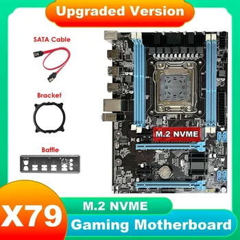 Placa-Mãe X79+Cabo SATA+Defletor+Suporte LGA2011 M. 2 NVME LAN Gigabit, Suporte 4XDDR3 Para Xeon E5 2630 E5 2660 V1 V2 CPU