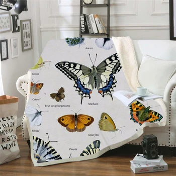 Plstar Cosmos borboleta Colorida inseto Cobertor de impressão 3D Sherpa um Cobertor na Cama da Menina das Crianças Flor de Têxteis para o Lar Sonho de estilo-4