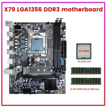 QUENTE-X79 LGA1356 placa-Mãe Com E5 2420 CPU+2X4G RAM DDR3 M. 2 NVME SATA3.0 placa-Mãe Suporte de Conjunto de REG ECC Memória do Servidor